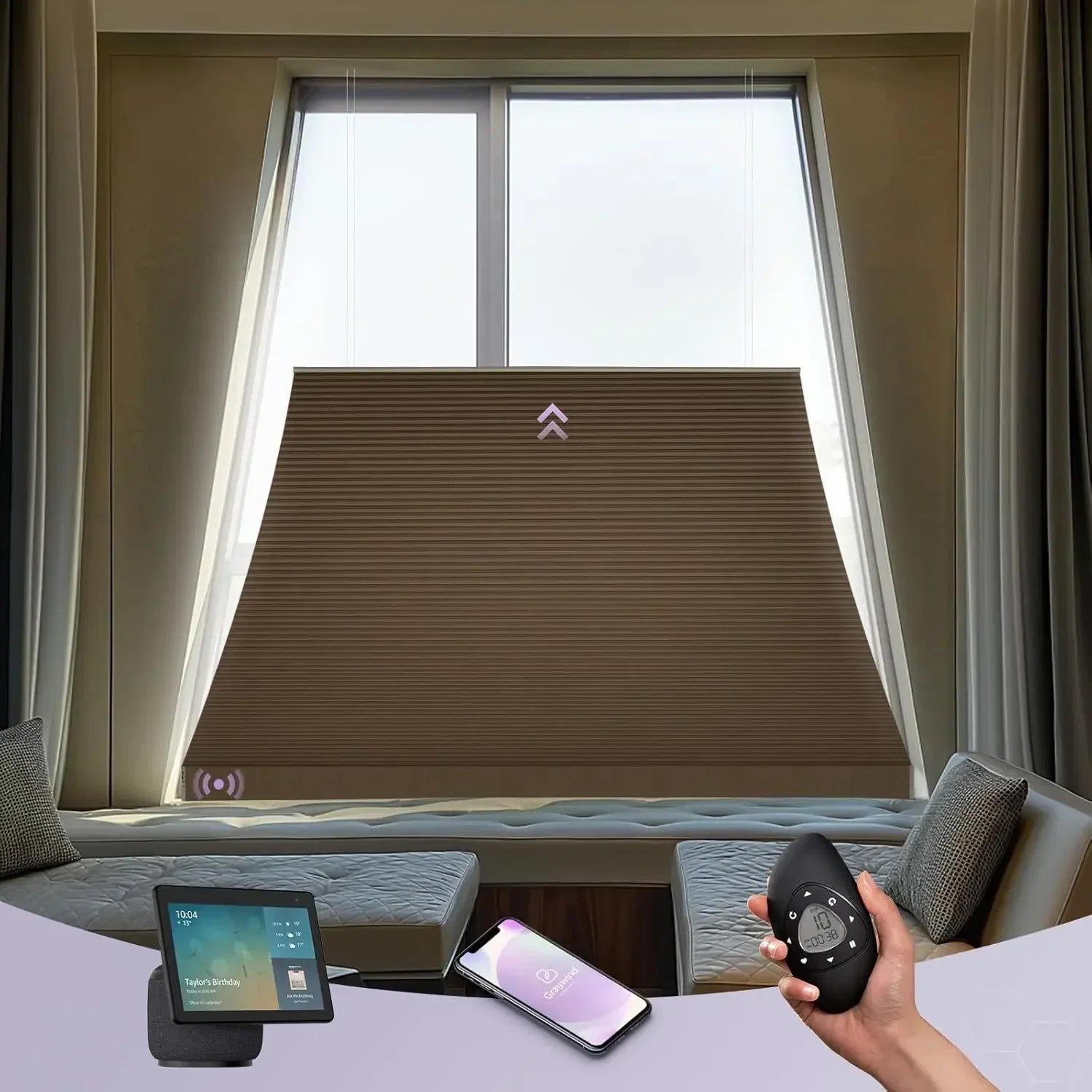 Graywind Motorized Isosceles Trapezoid Cellular Shades