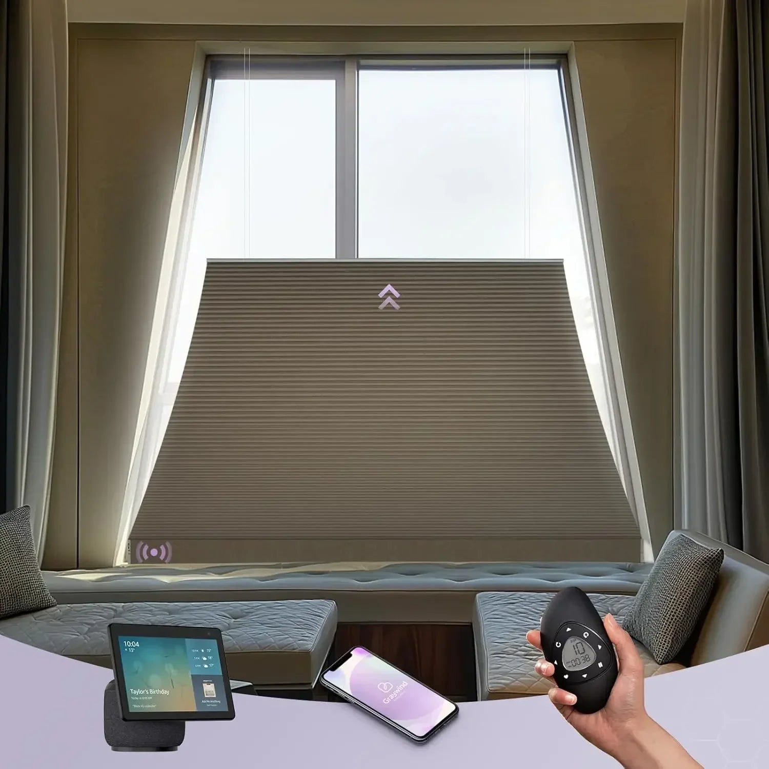 Graywind Motorized Isosceles Trapezoid Cellular Shades