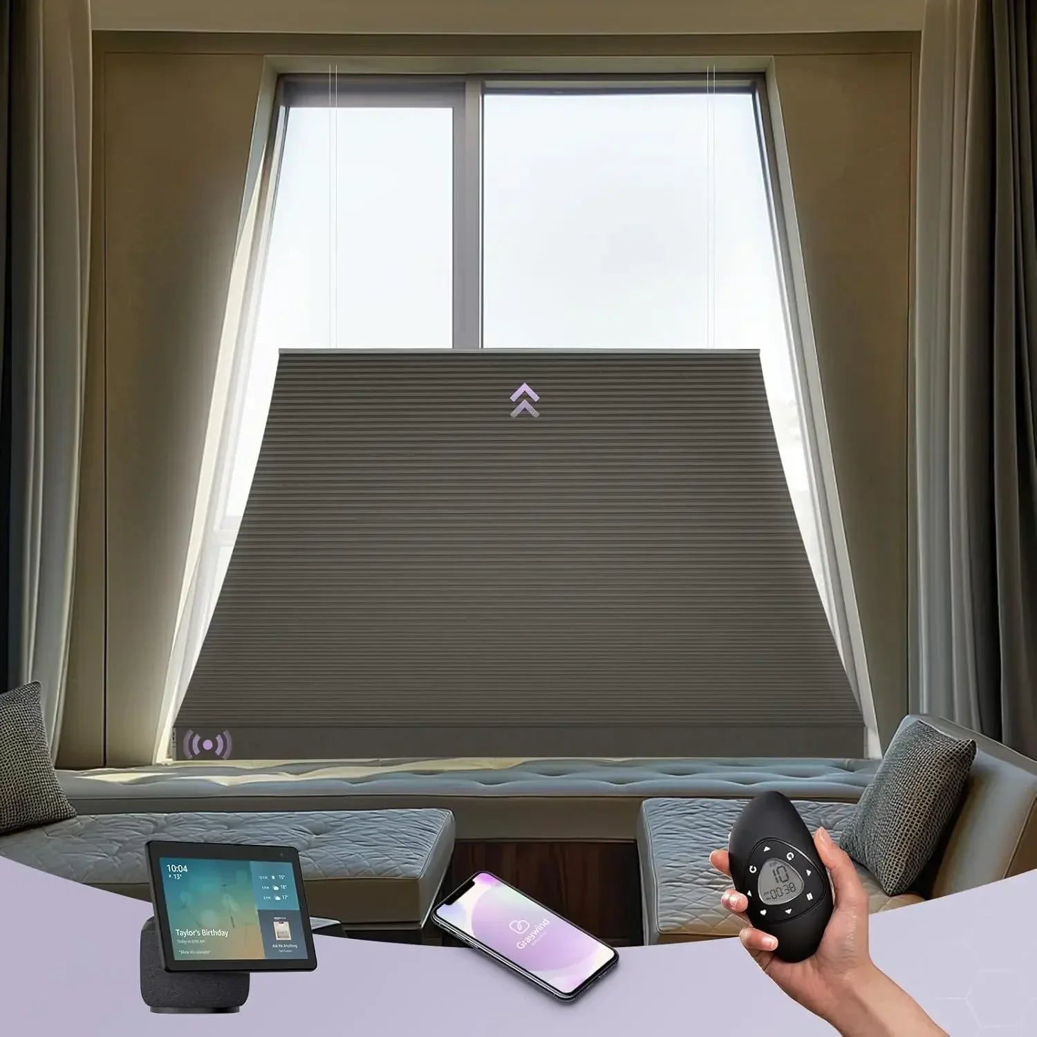 Graywind Motorized Isosceles Trapezoid Cellular Shades