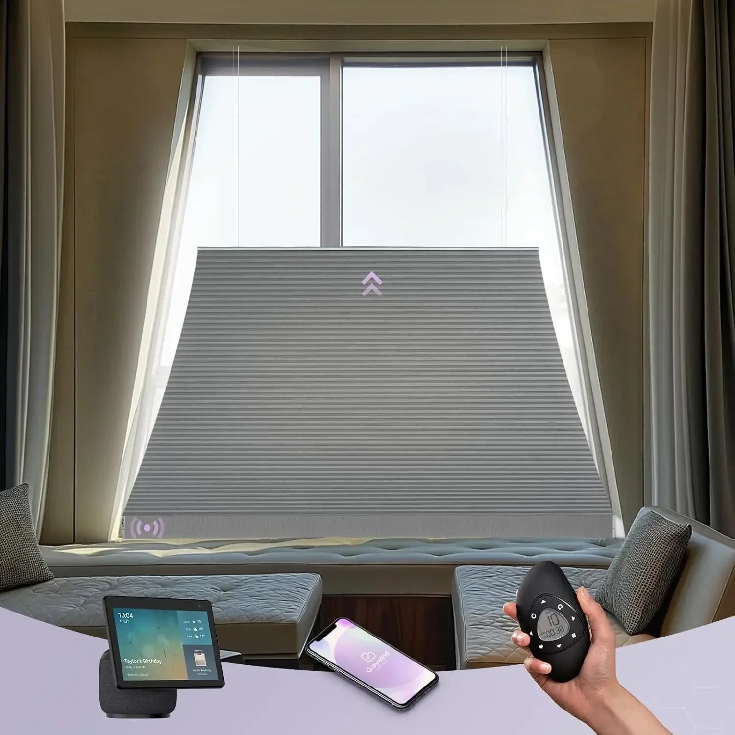 Graywind Motorized Isosceles Trapezoid Cellular Shades