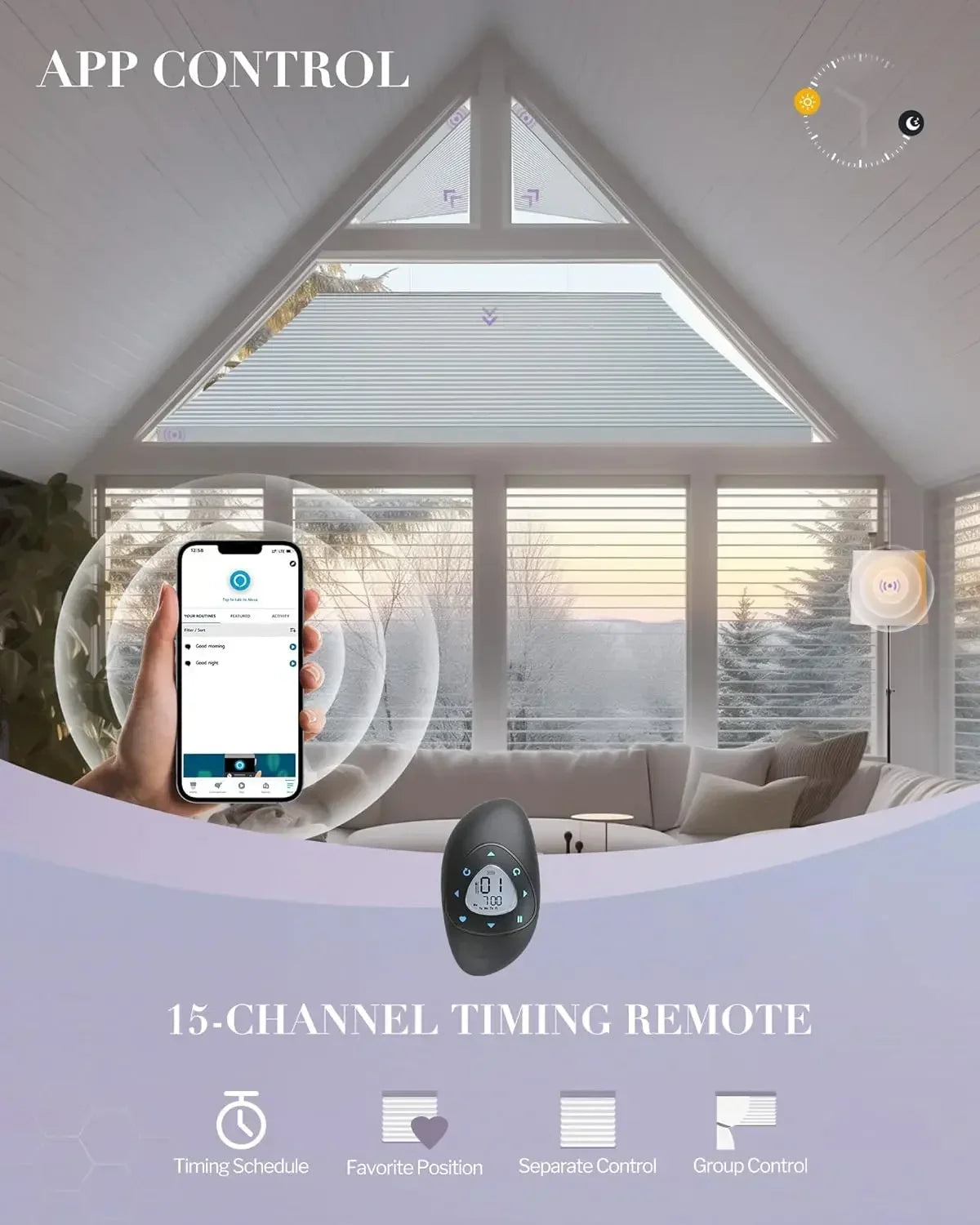 Graywind Motorized Isosceles Trapezoid Cellular Shades