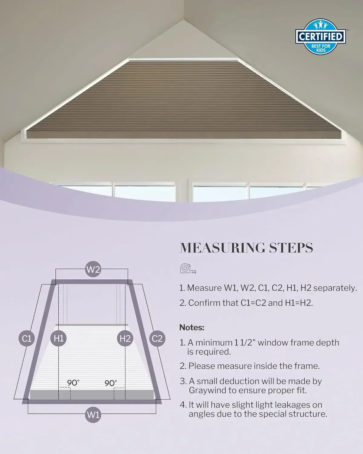 Graywind Motorized Isosceles Trapezoid Cellular Shades