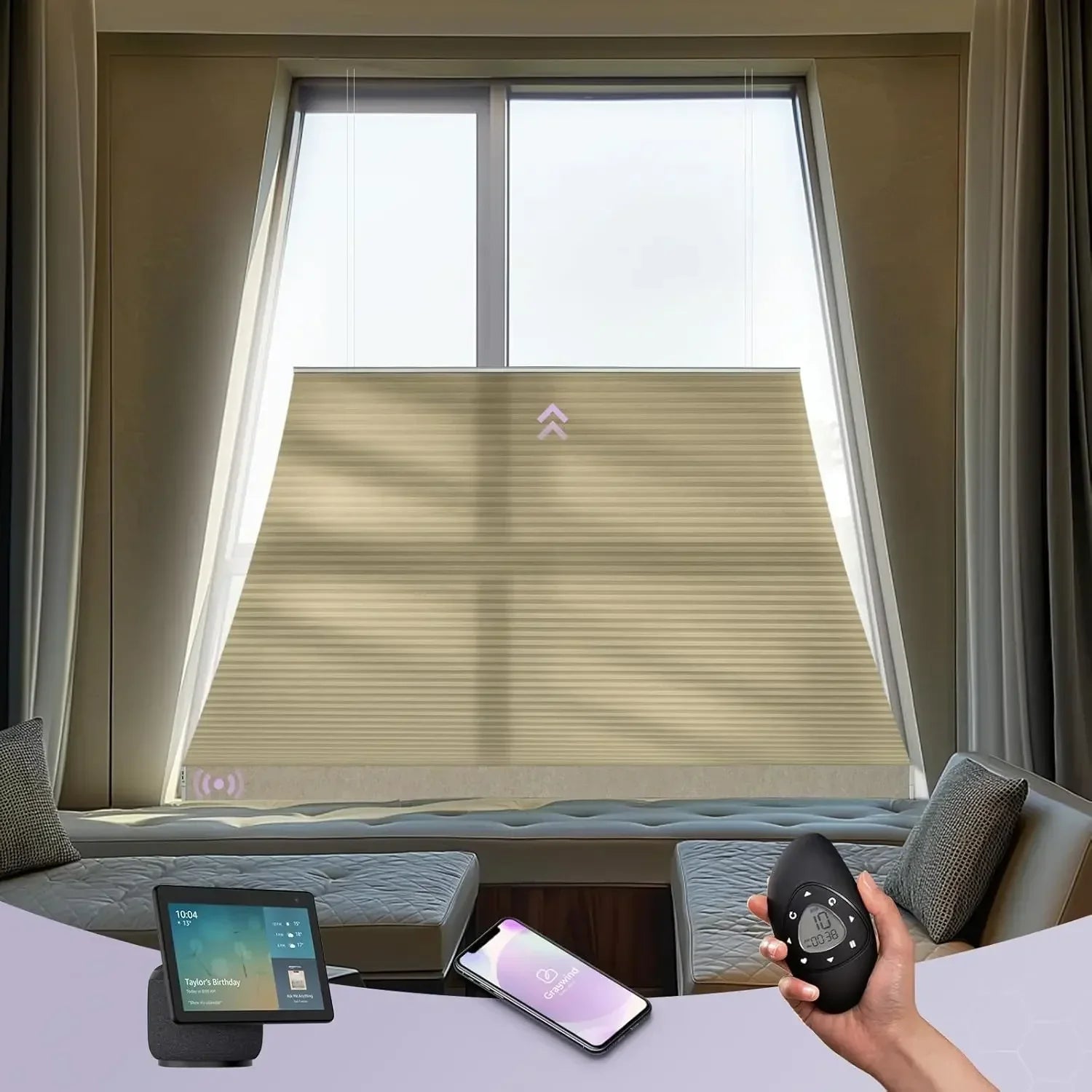 Graywind Motorized Isosceles Trapezoid Cellular Shades