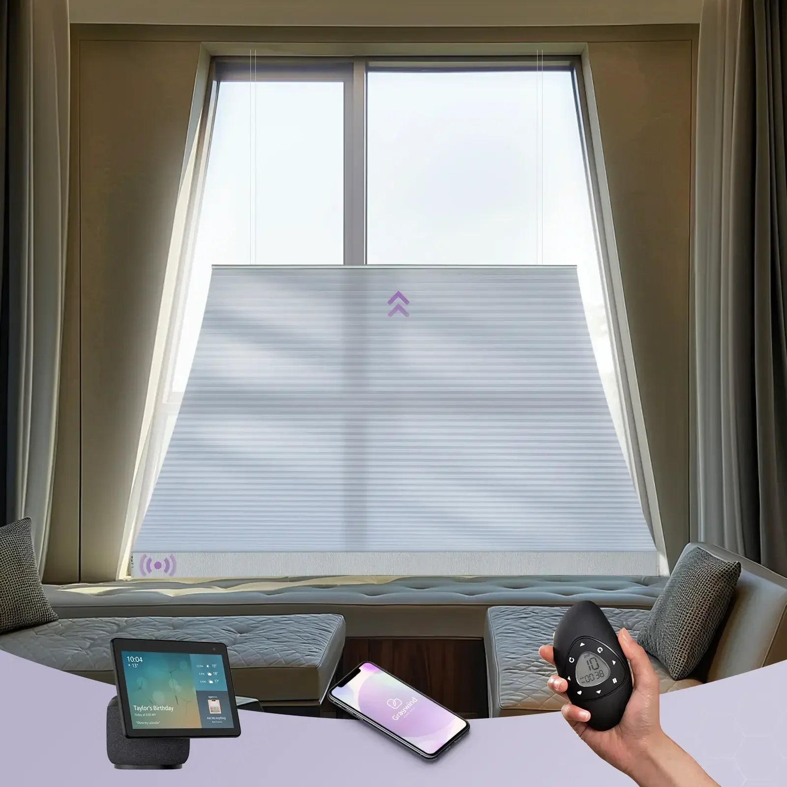 Graywind Motorized Isosceles Trapezoid Cellular Shades