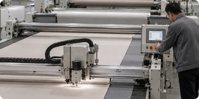 Precision cutting process for custom window treatment fabrics