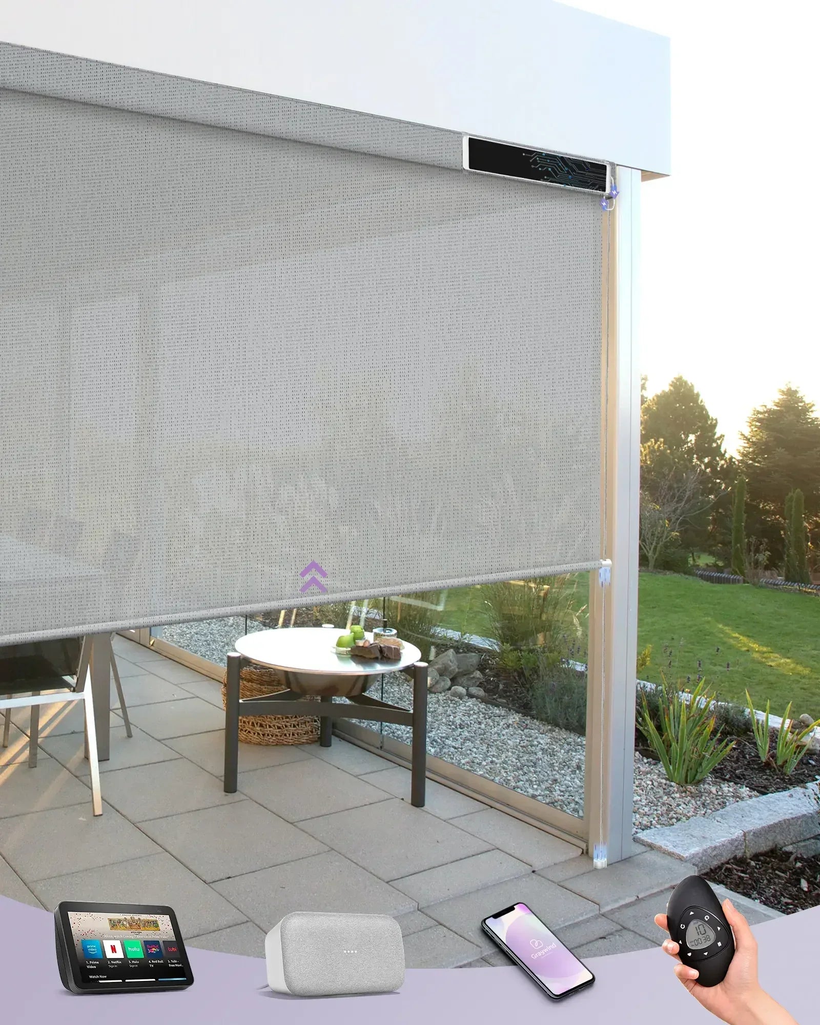 Graywind Motorized Outdoor Shades | Exterior Patio Shades | Customizable