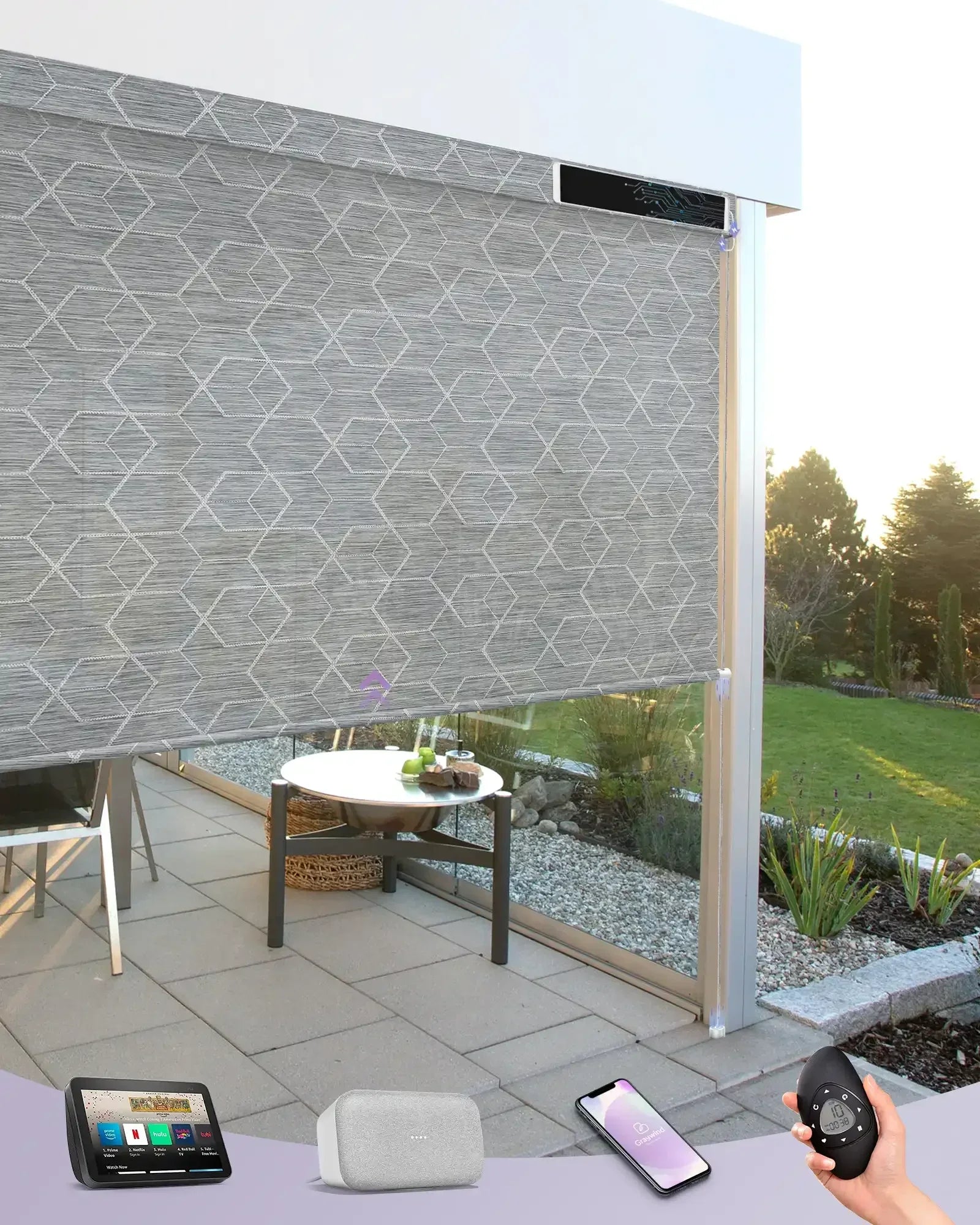 Graywind Motorized Outdoor Shades | Exterior Patio Shades | Customizable