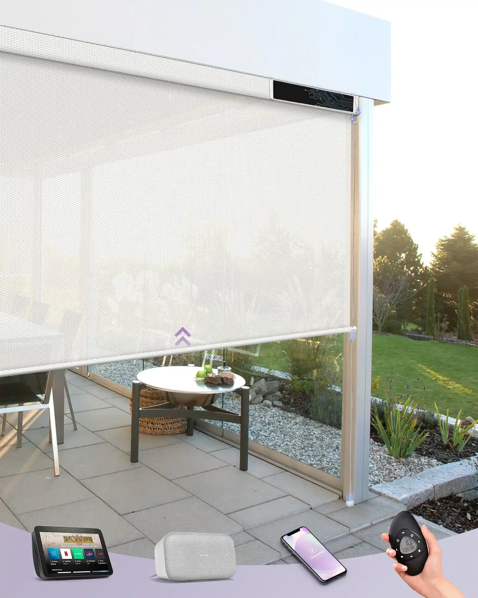 Graywind Motorized Outdoor Shades | Exterior Patio Shades | Customizable