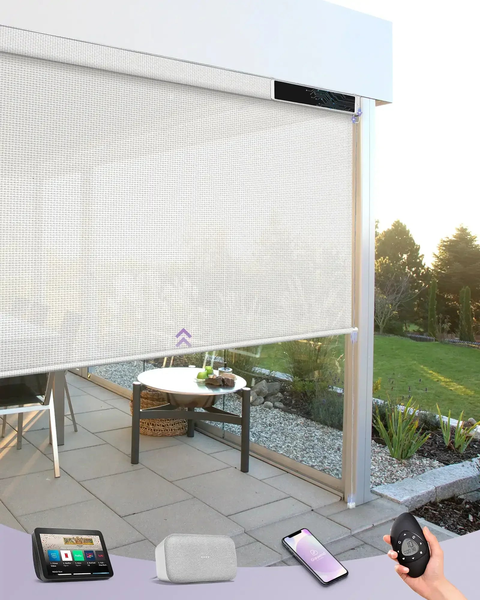 Graywind Motorized Outdoor Shades | Exterior Patio Shades | Customizable