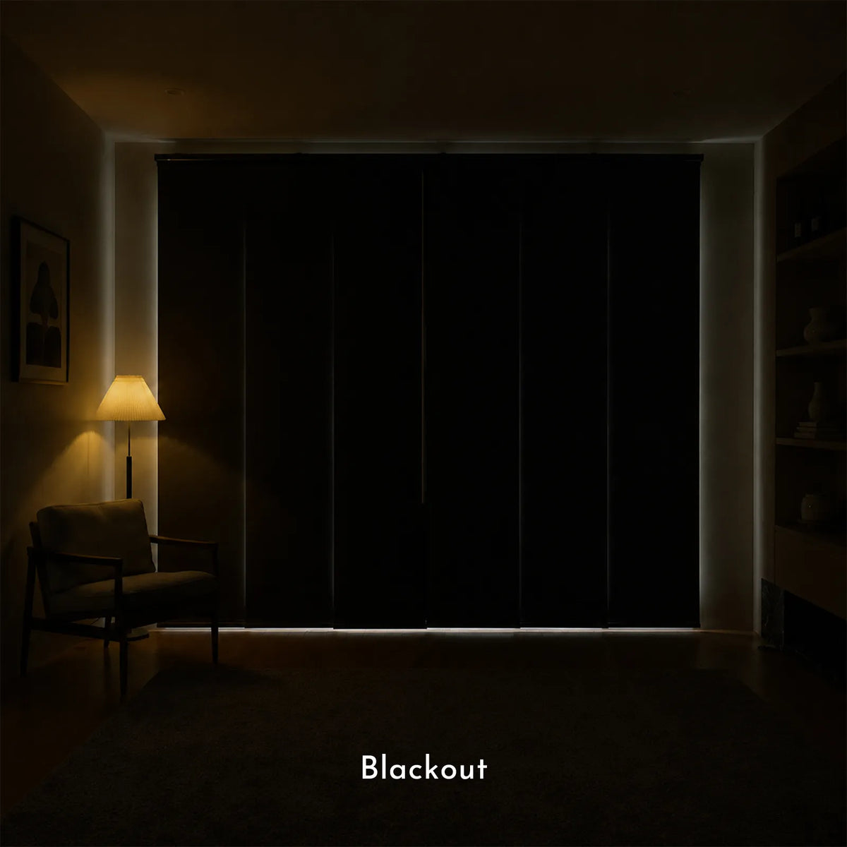 Premium Blackout Panel Track Blinds installed with enhanced privacy and light control