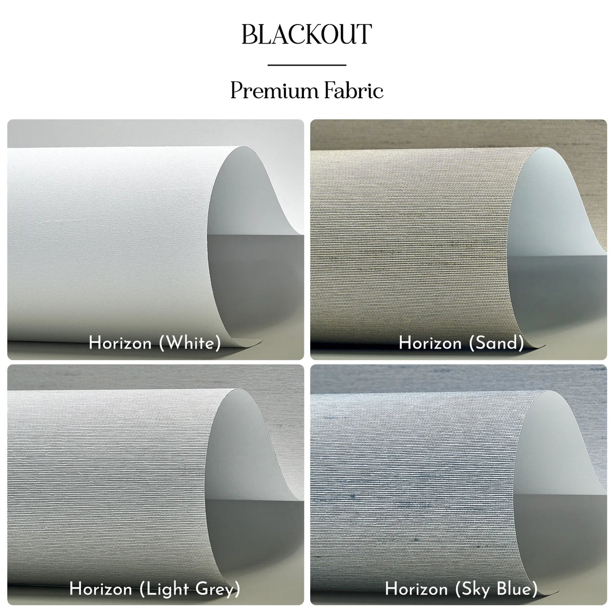Close up view of Premium Blackout Panel Track Blinds fabric texture and weave