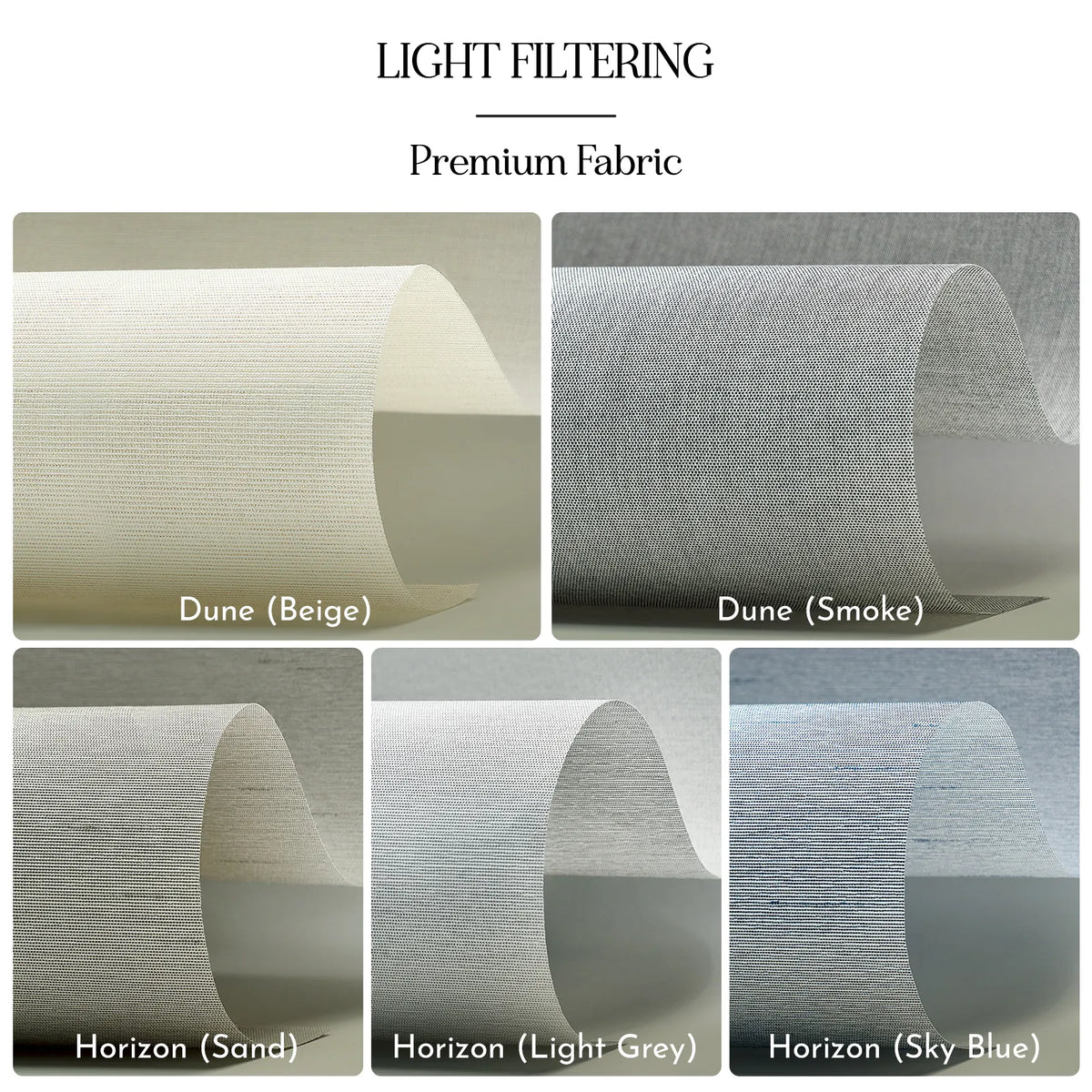 Close up view of Premium Light Filtering Panel Track Blinds fabric texture