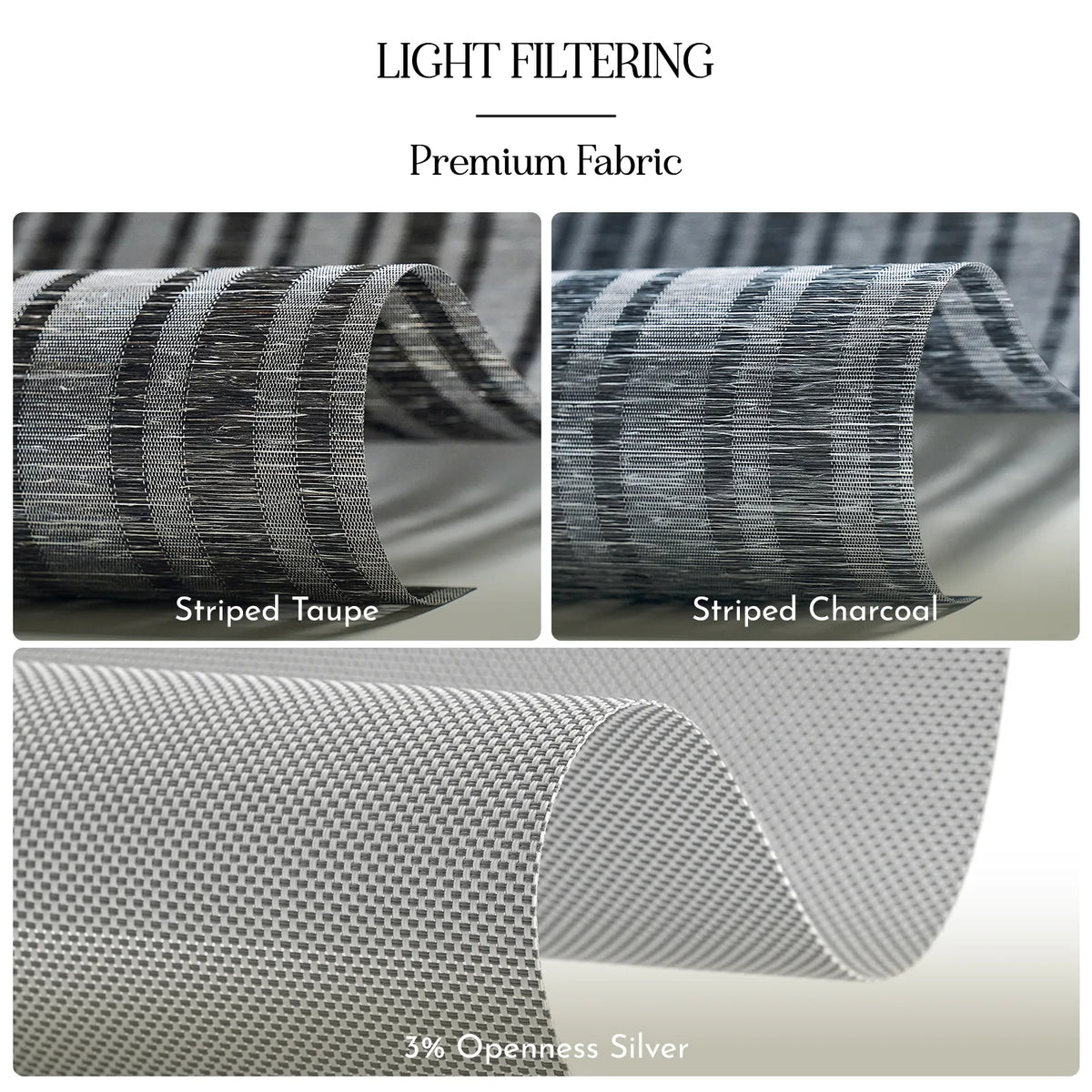 Premium Light Filtering Panel Track Blinds installed in a modern living space