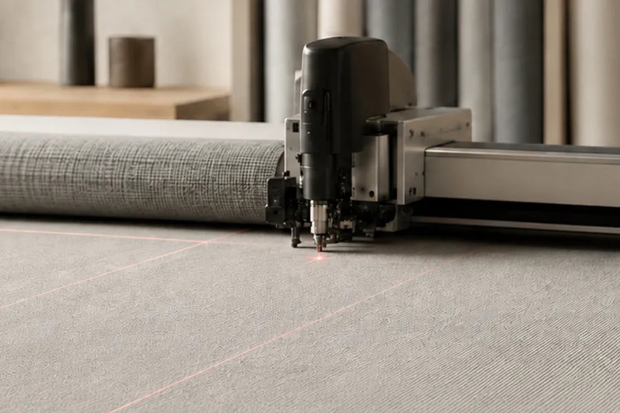 Precision cutting of fabric for custom motorized shades