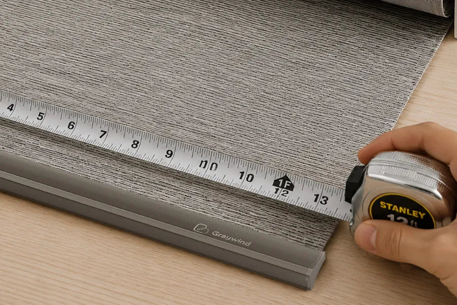 Measuring custom shade fabric to ensure consistent dimensions