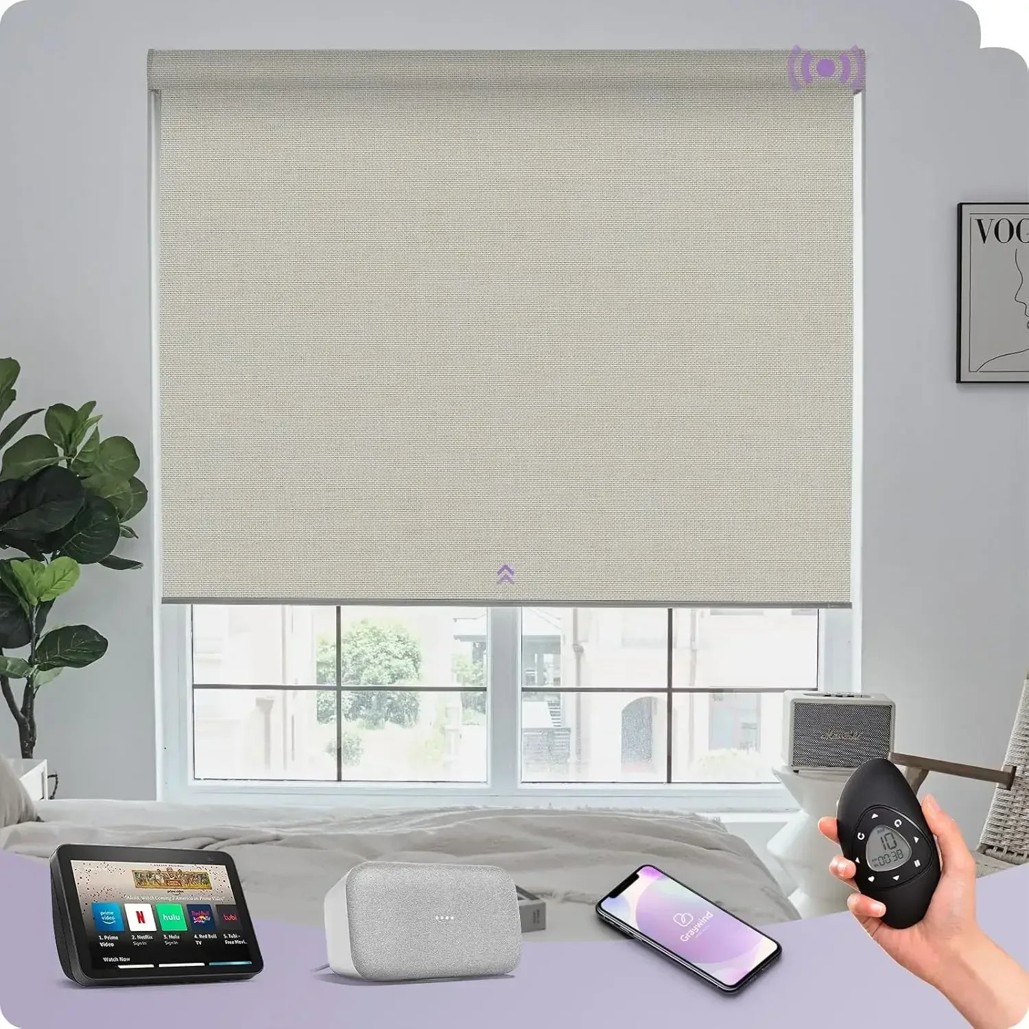 Graywind Motorized Blackout Roller Shades | Fabric Series