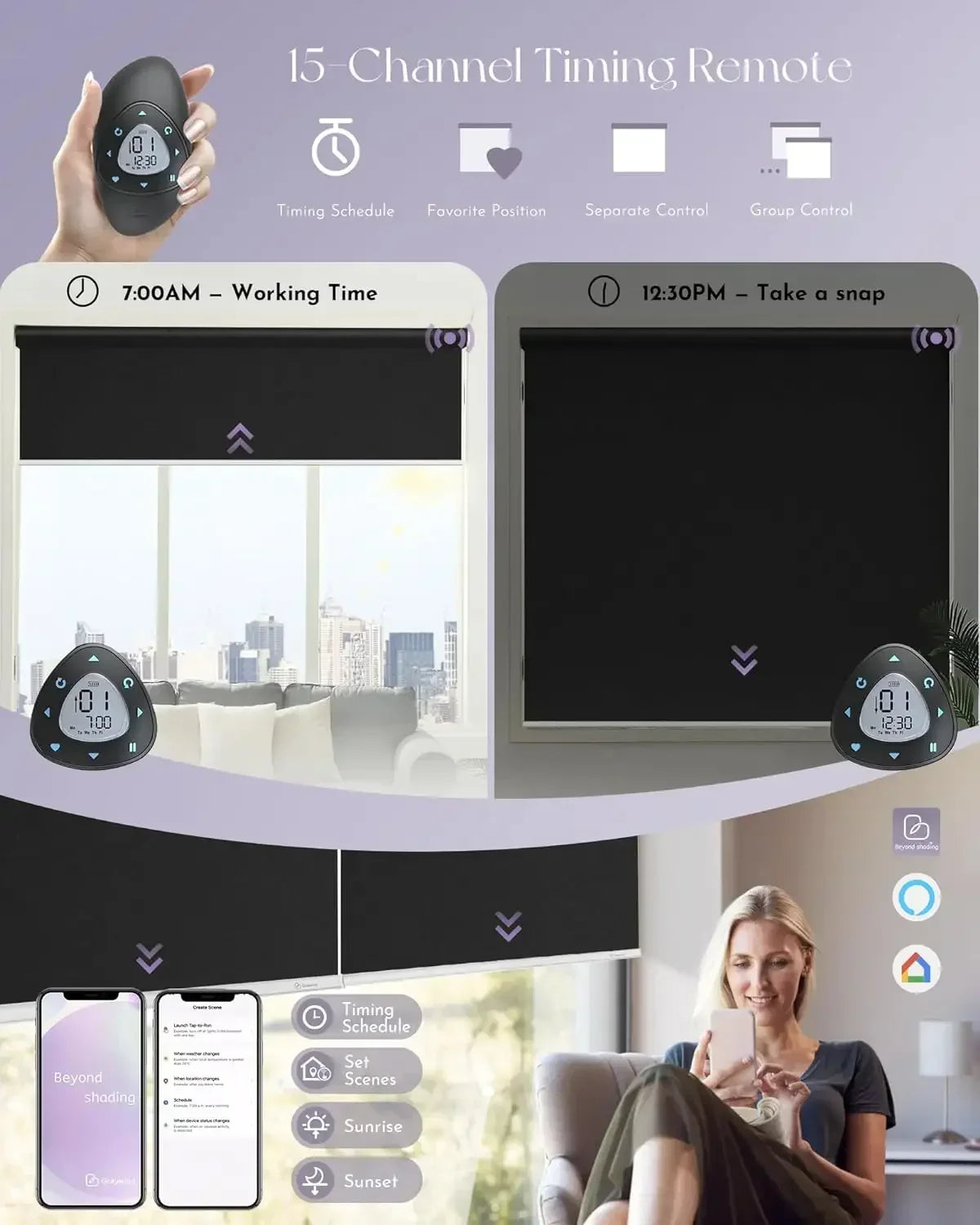 Graywind Motorized Blackout Roller Shades | Fabric Series