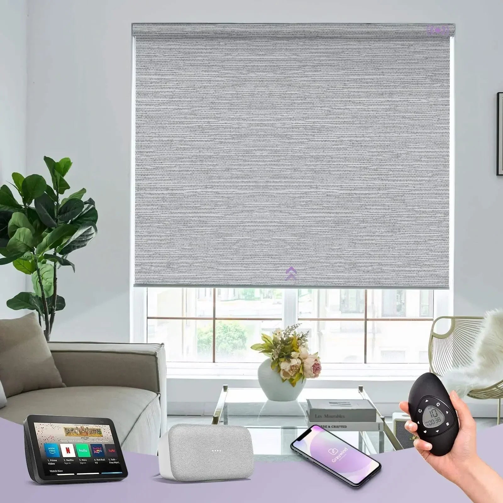 Graywind Motorized Blackout Roller Shades Textured Series