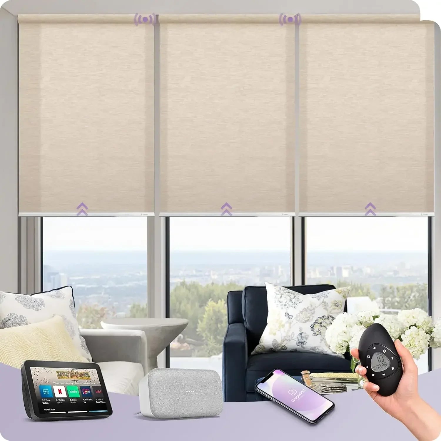 Graywind Motorized Roller Shades  | Light Filtering