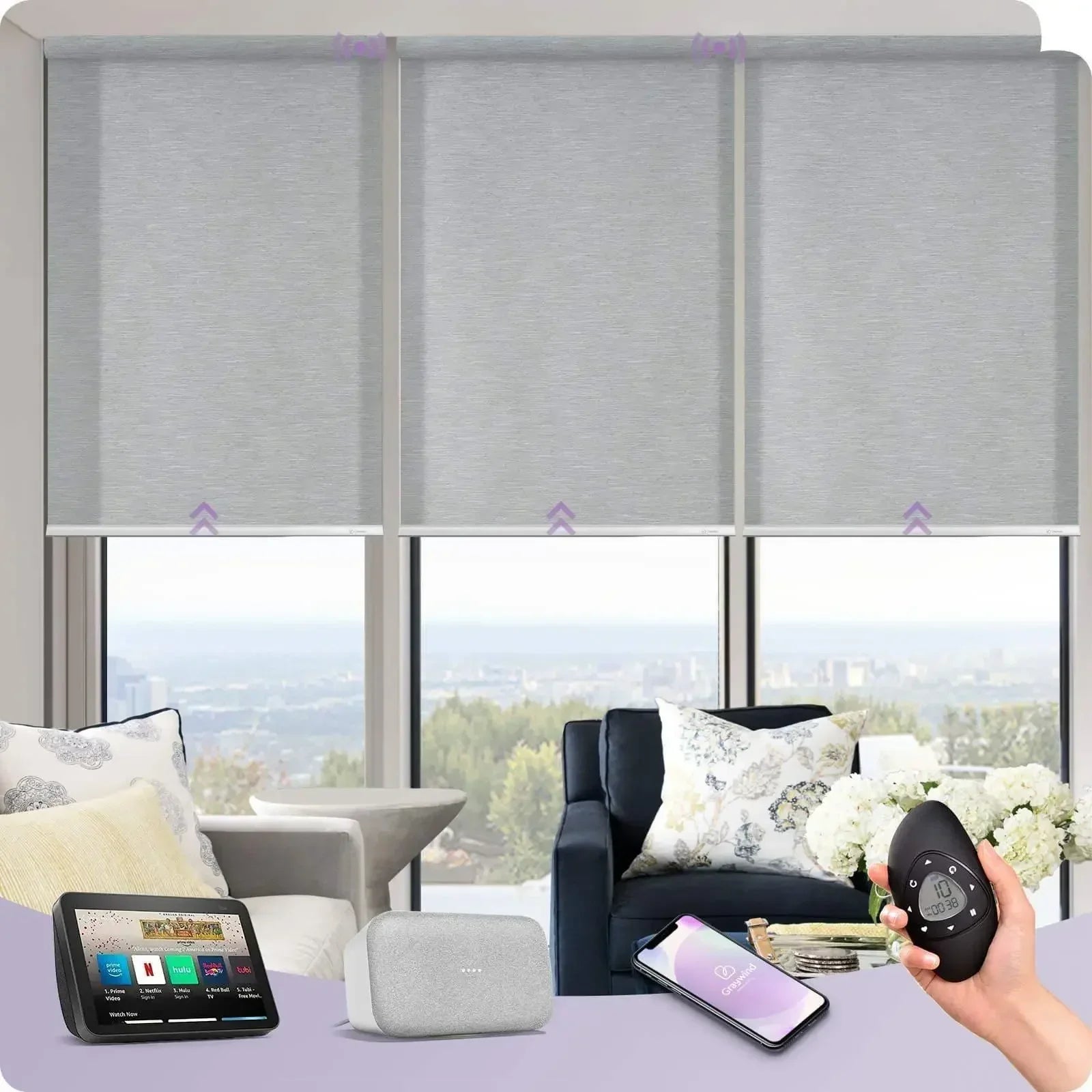 Graywind Motorized Roller Shades  | Light Filtering