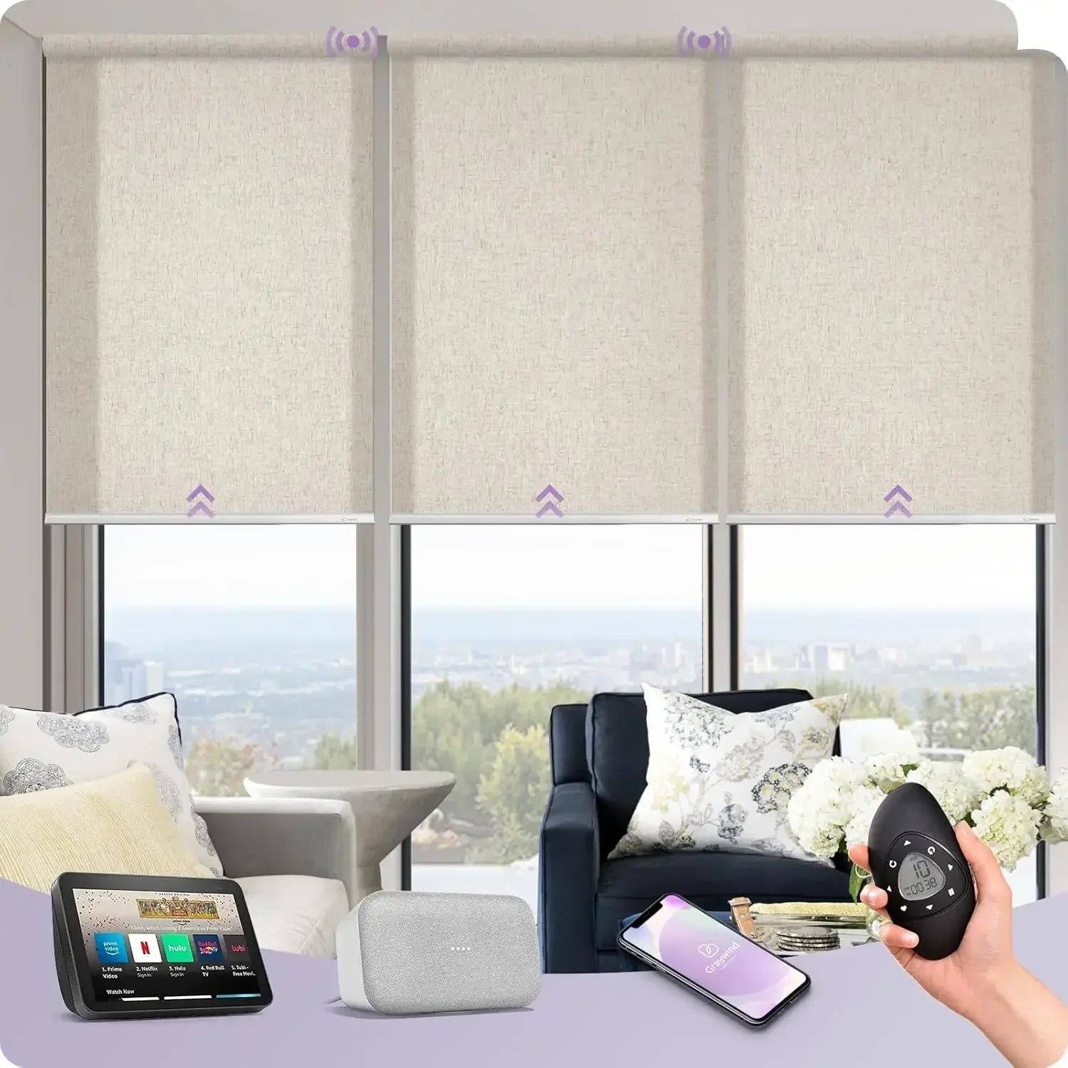 Graywind Motorized Roller Shades  | Light Filtering