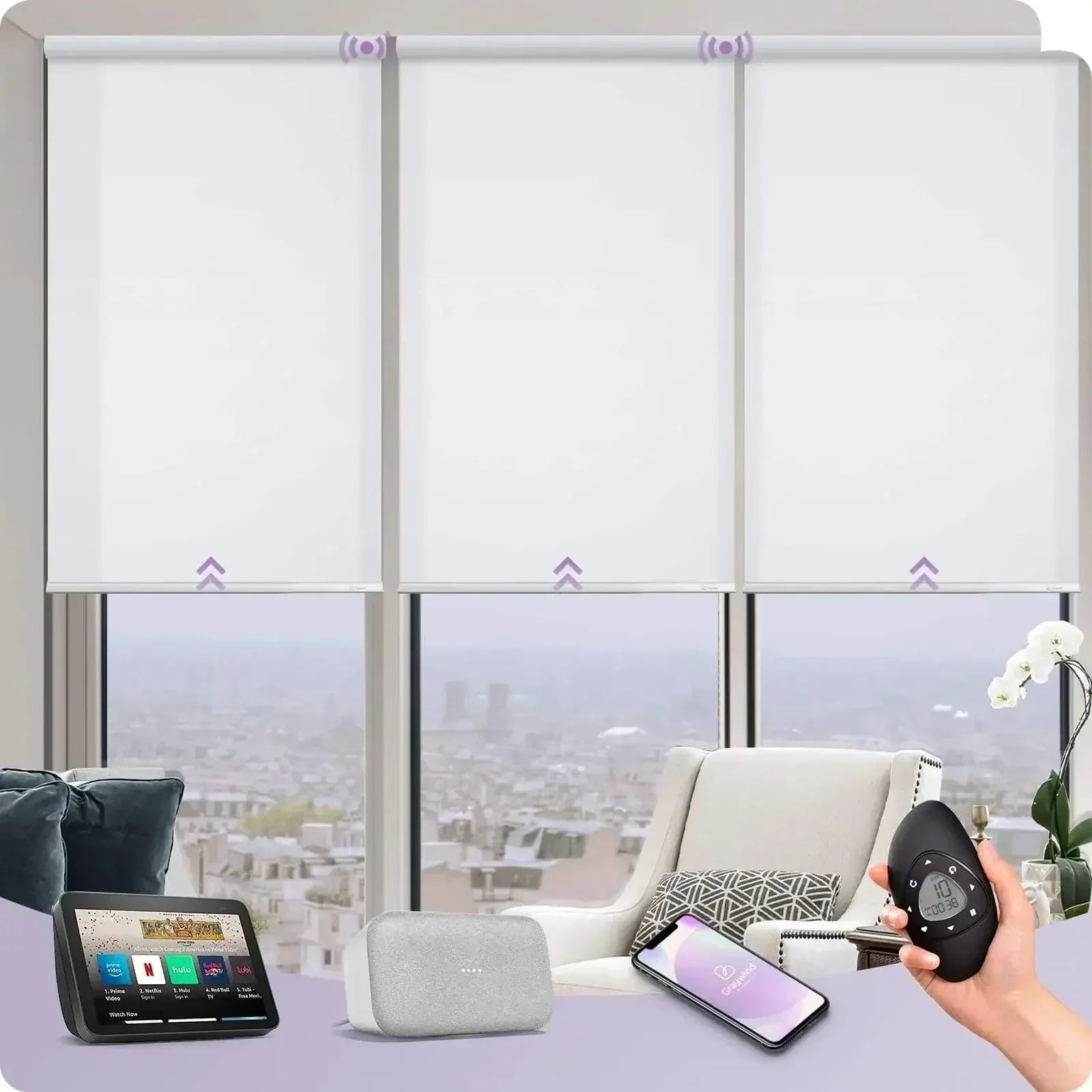 Graywind Motorized Roller Shades  | Light Filtering