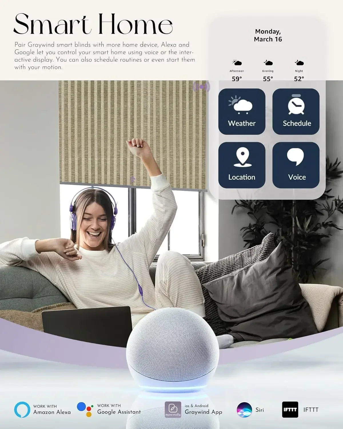 Graywind Motorized Roller Shades | Nature Series