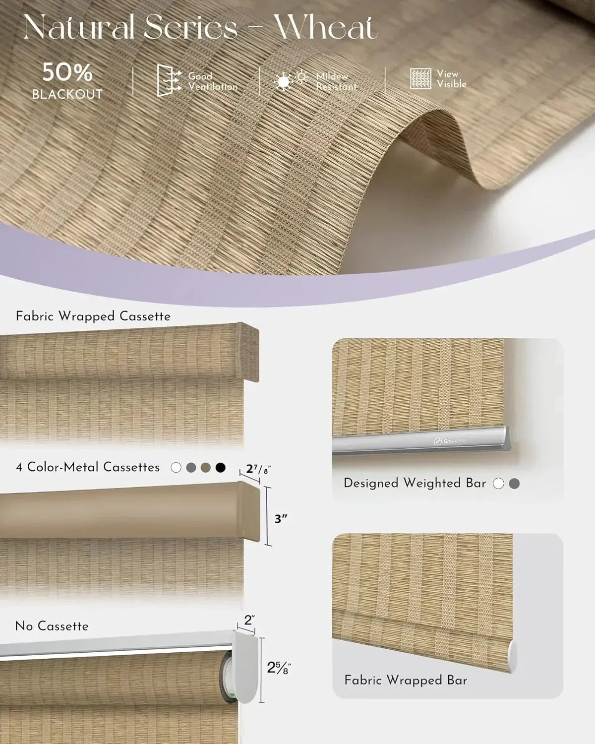 Graywind Motorized Roller Shades Nature Series