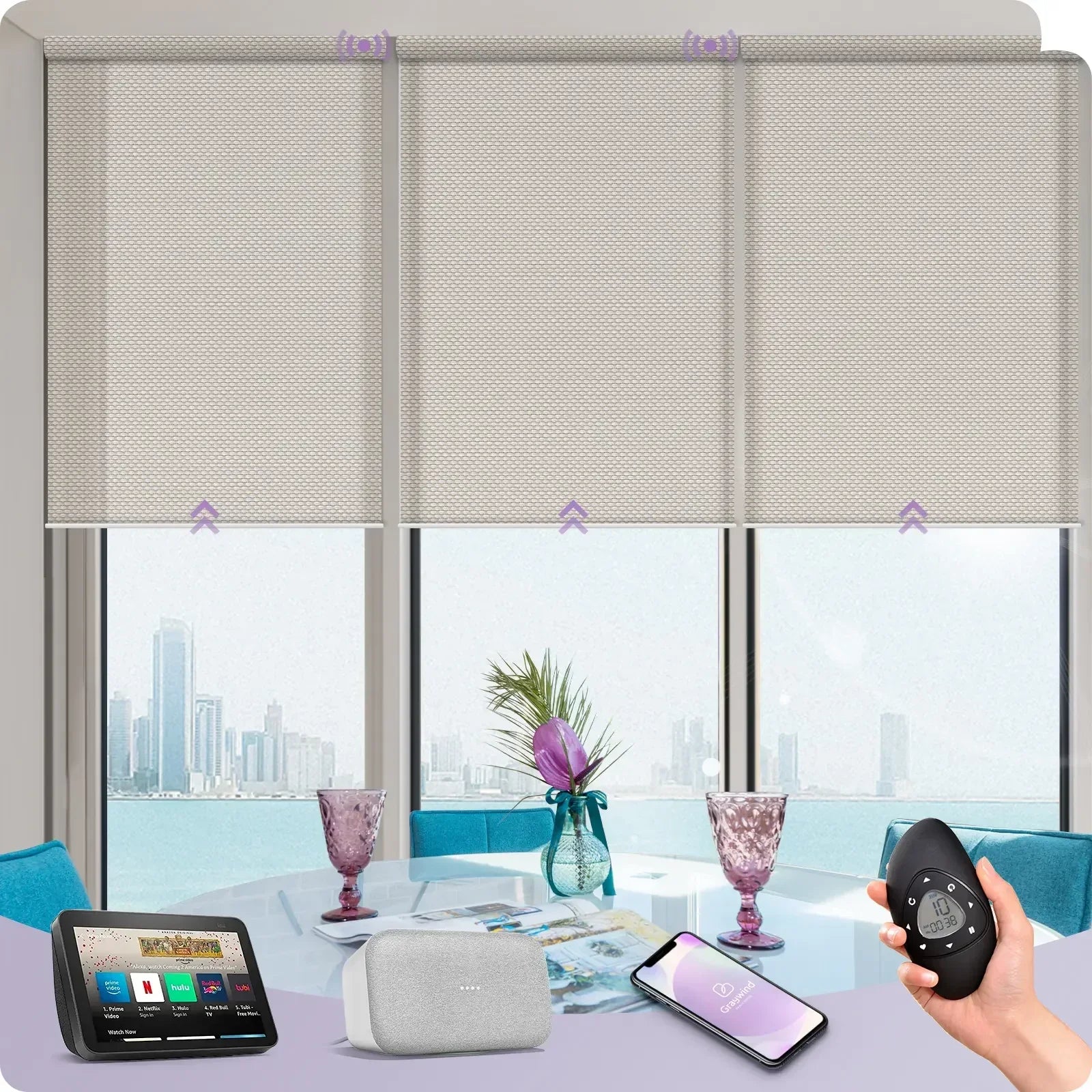 Graywind Motorized Solar Roller Shades