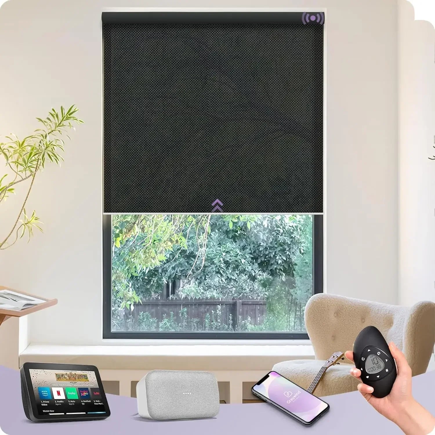 Graywind Motorized Solar Roller Shades