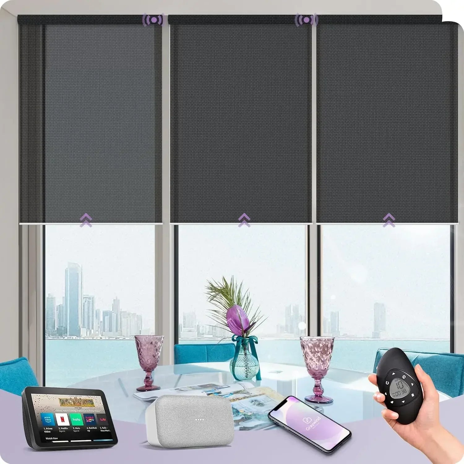 Graywind Motorized Solar Roller Shades