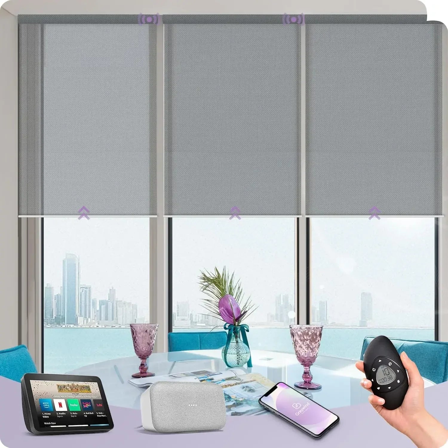 Graywind Motorized Solar Roller Shades
