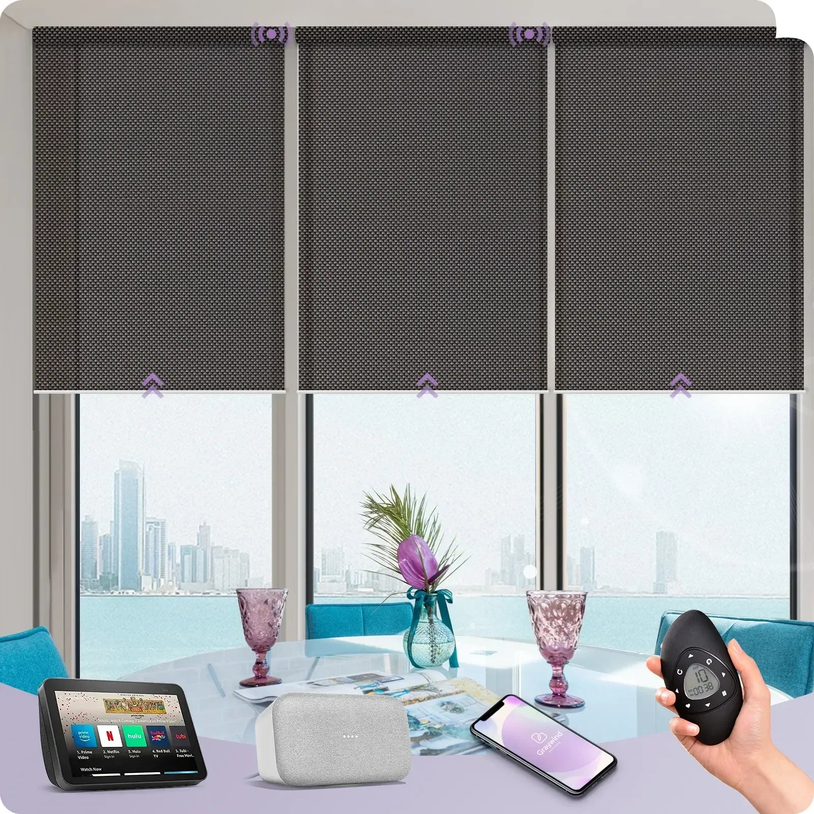 Graywind Motorized Solar Roller Shades