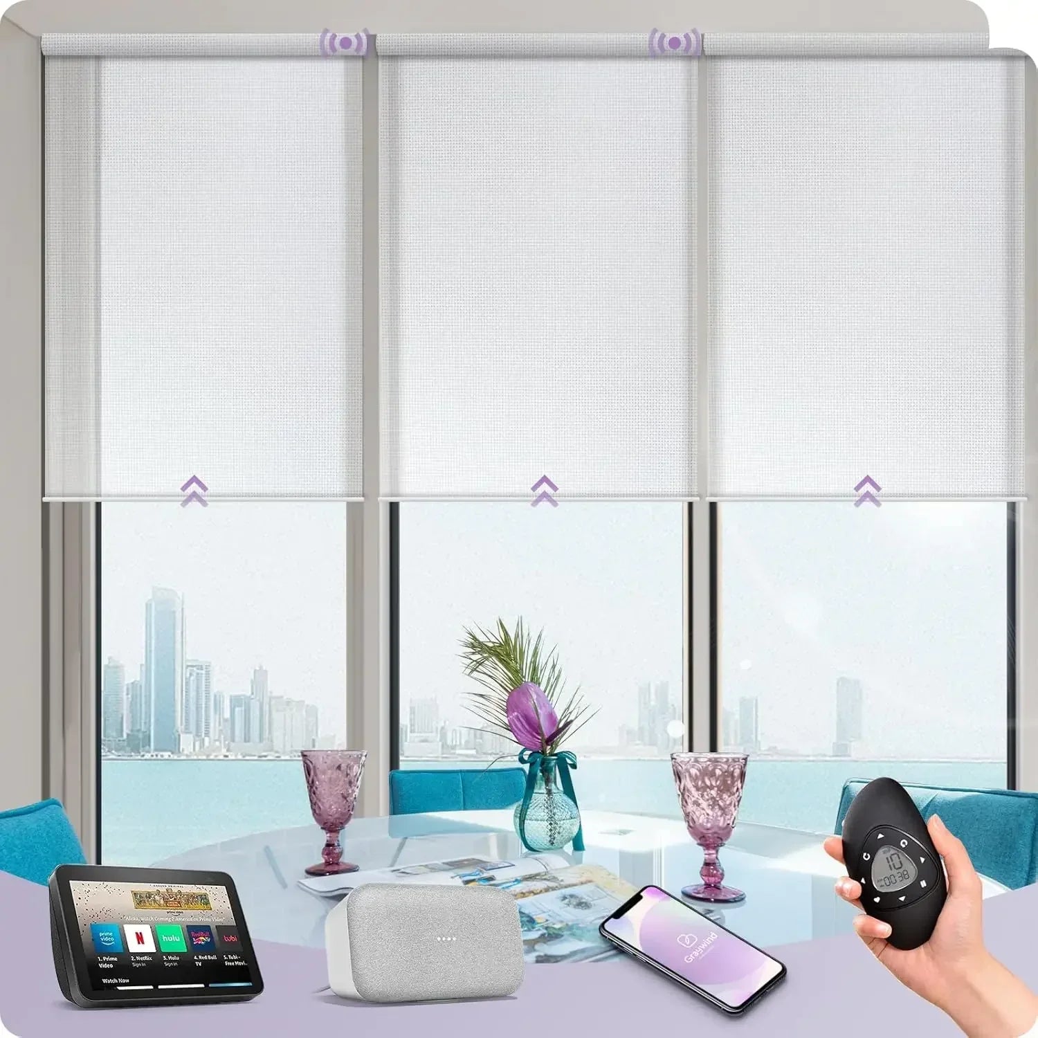 Graywind Motorized Solar Roller Shades