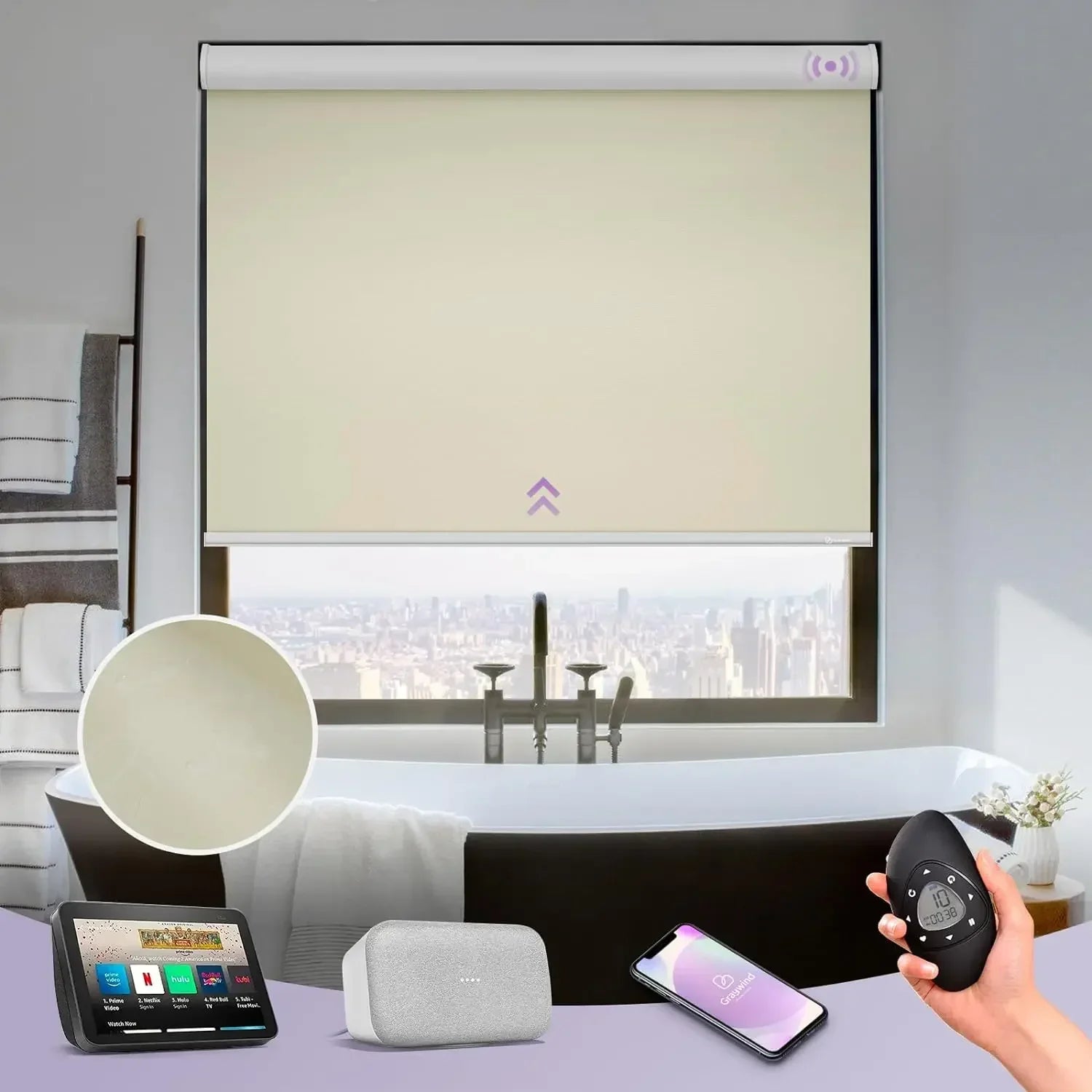 Graywind Motorized Blackout Roller Shades | Vinyl Series