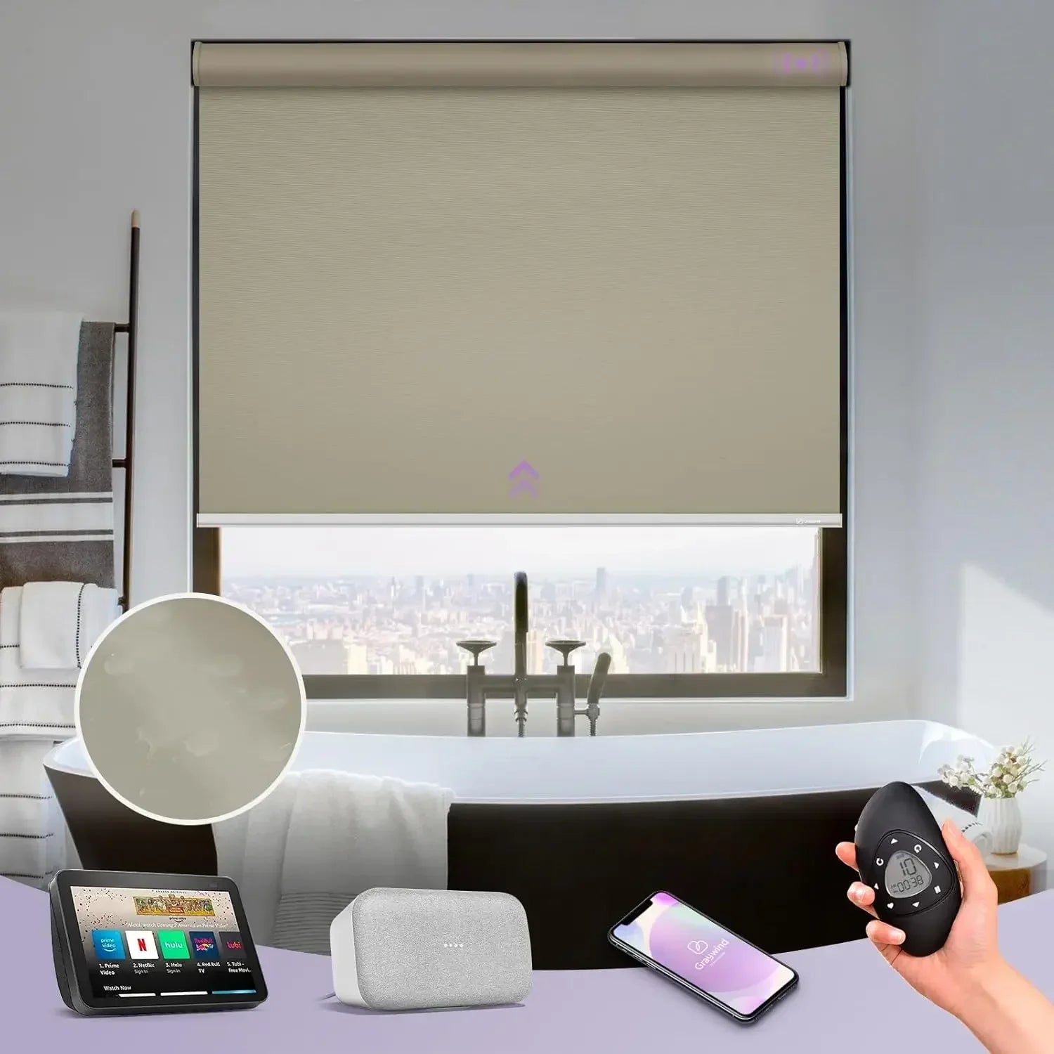 Graywind Motorized Blackout Roller Shades | Vinyl Series