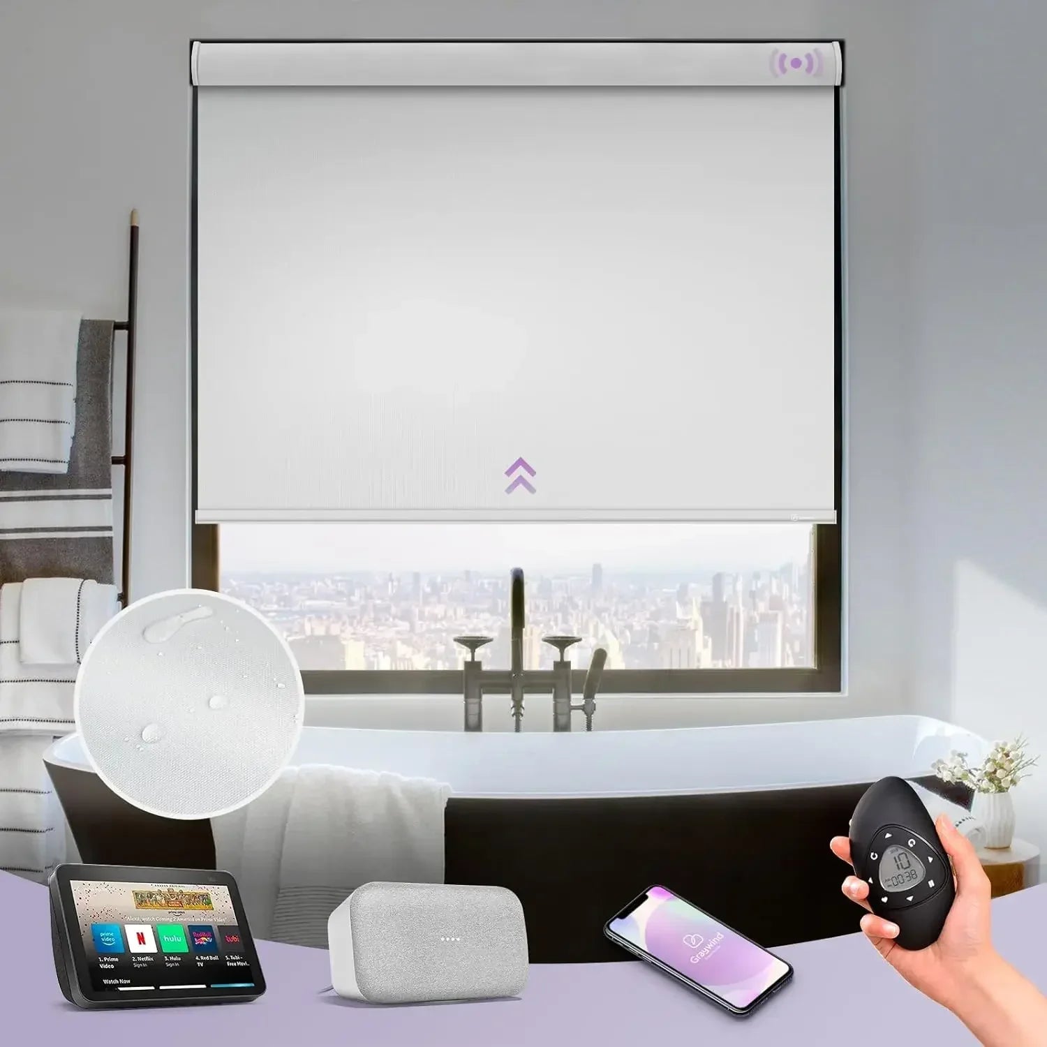 Graywind Motorized Blackout Roller Shades | Vinyl Series