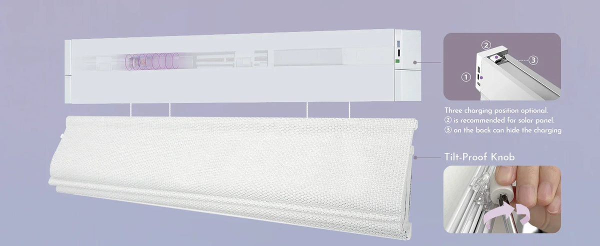 White electronic device with charging panel on a purple background