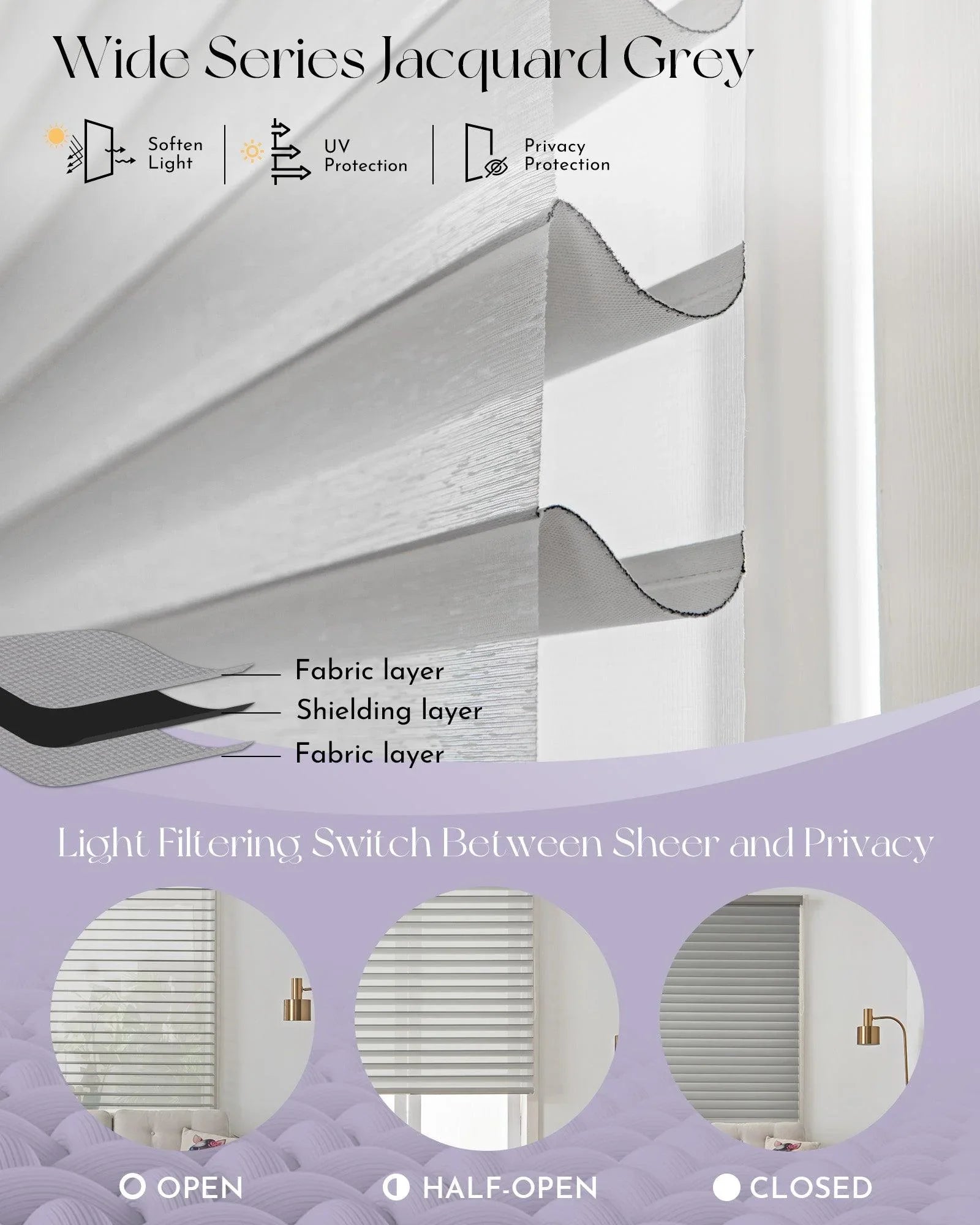 Graywind Motorized Shangrila Shades | Wide Series | Customizable