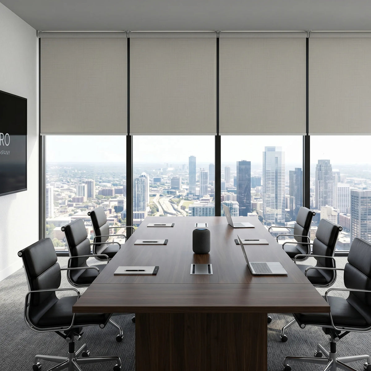 Coupled shades create a more symmetrical look across wide windows and sliding doors.