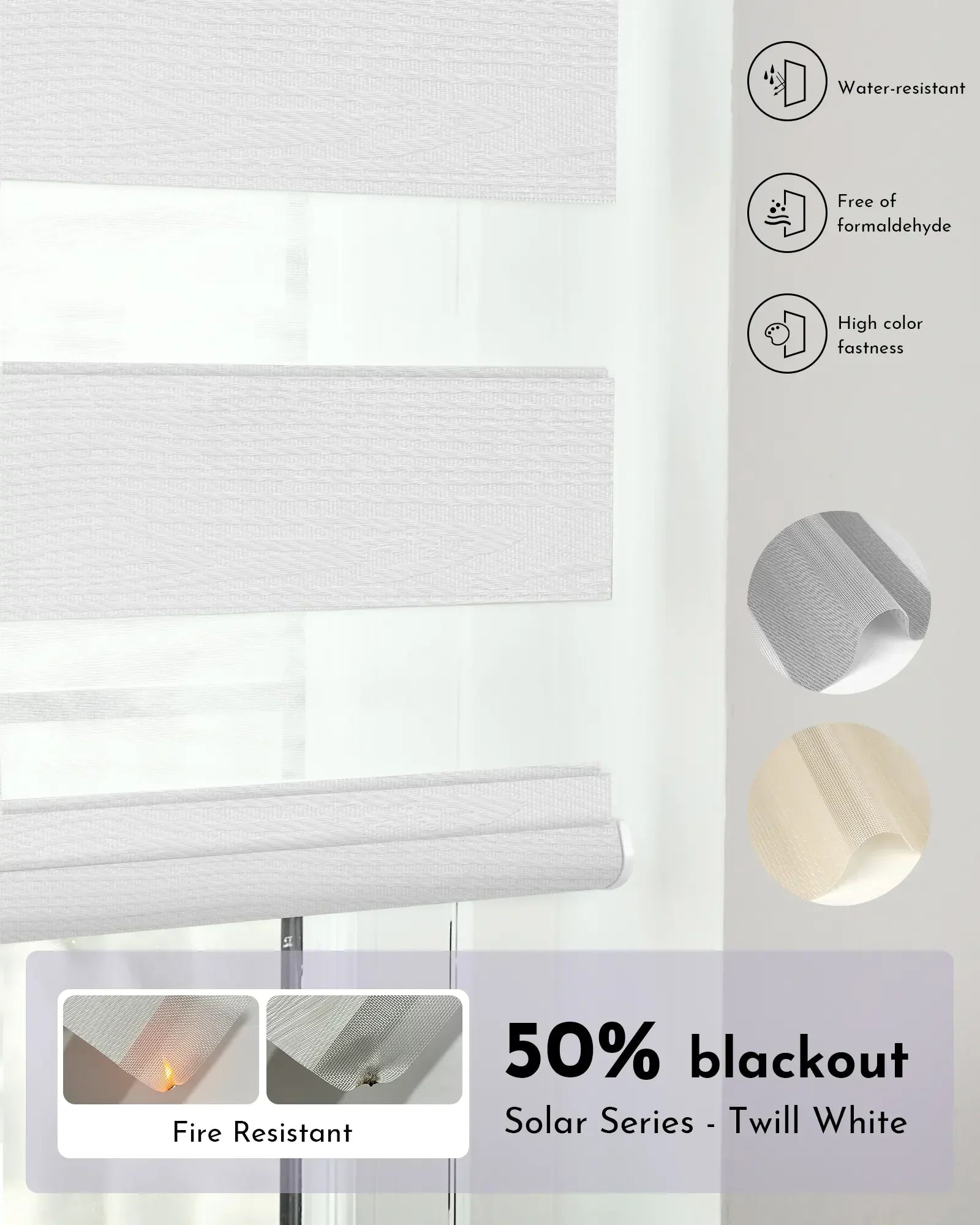 Graywind Motorized Zebra Sheer Blinds | Fire Retardant Series | Customizable